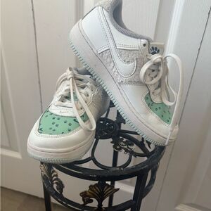 Nike Kids White and Green Shoes